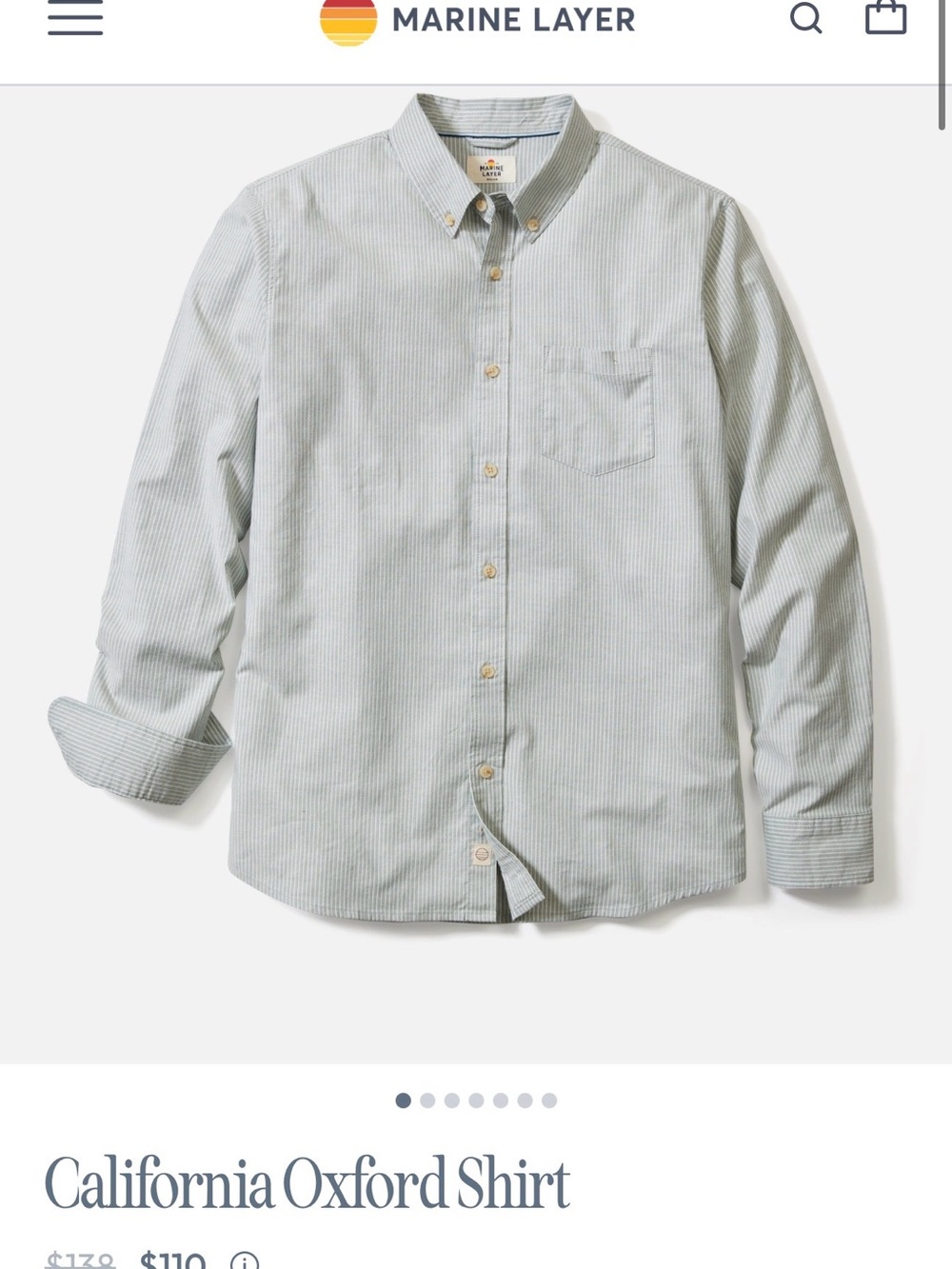 Marine Layer Men's Light Blue & White Striped Button-Down Shirt M